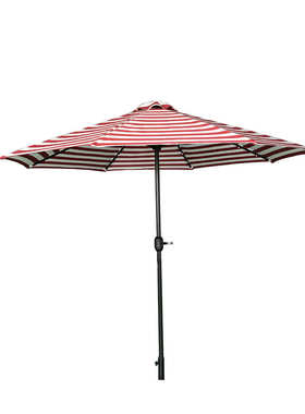 LED红白条纹中柱伞太阳能发光手摇户外沙滩伞厂家防风遮阳伞防嗮