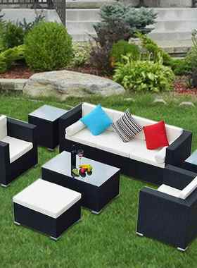 户外沙发庭院露台阳台37013三件套休闲组藤椅防客厅室水外藤编发