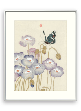 限量版画章君墨工笔【紫色浪漫】餐厅卧室客厅宋代美学新中式挂画