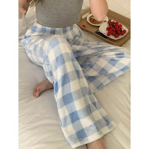 C 17228 Plaid fleece sleep pants 格纹毛绒睡裤跨境速卖通