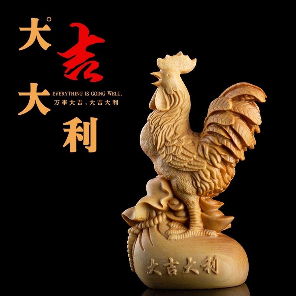 太行崖柏大吉大利大公鸡摆件实木雕刻公鸡生肖鸡顺风顺水桌面饰品