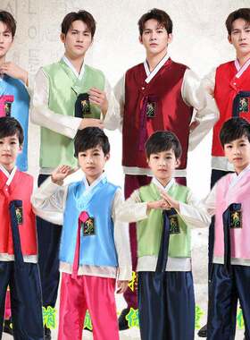 新款男朝鲜服族男童演出服中小学生韩服韩国少数民族儿童鲜族服装