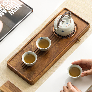 小型干泡茶盘茶海 胡桃木茶托盘干泡台高端实木家用茶台轻奢新中式
