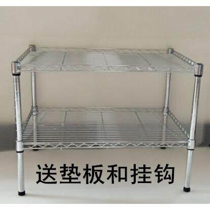 厨房用品置物架2层不锈钢色置物架微波炉架两层多功能金属收纳层