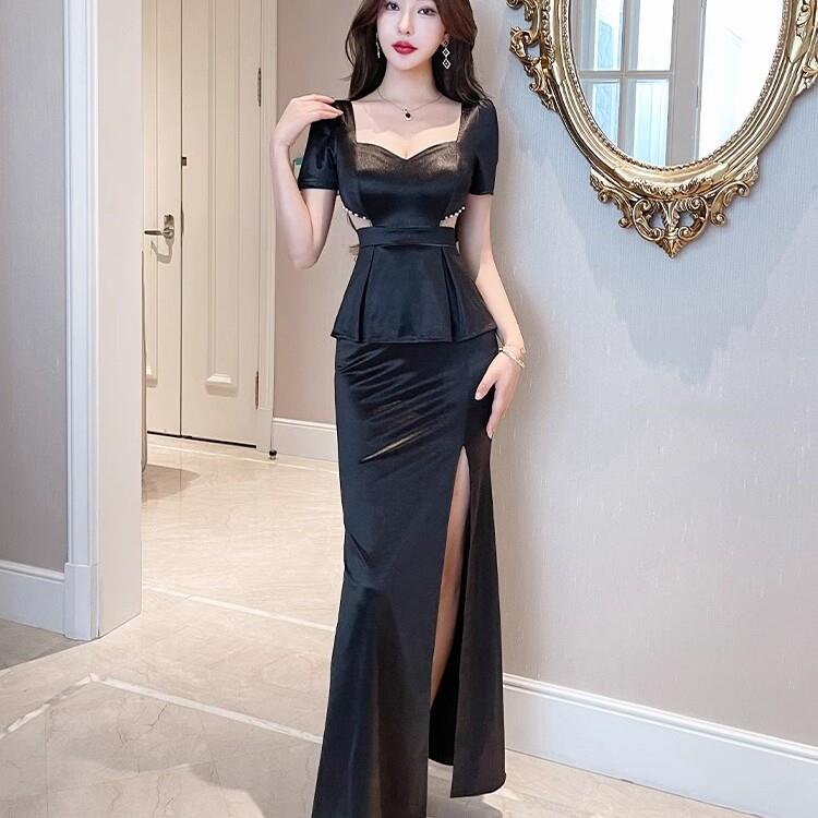 性感夜场连衣裙夜总会晚礼服女洗浴养生沐足桑拿技师工作服