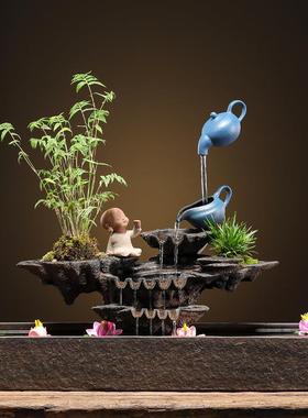 新中式悬浮招财流水摆件循环水加湿器办公室桌面装饰乔迁开业礼品