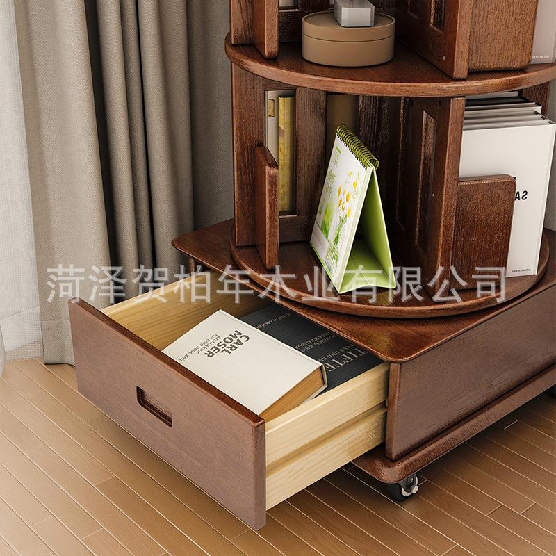 实木头柜移动家用书卧室HBN-1021现代床约置物架储物柜带轮简旋转