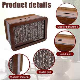 Box 跨境爆款 欧元 美金木质存钱罐零钱储蓄盒Money Counter with