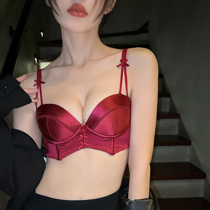 新款直销无钢圈内衣女小胸聚拢塑性马甲显大收副乳上托胸罩性感半