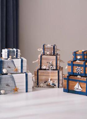 木质迷你桌面床头收纳盒票据化妆品收纳柜小抽屉挂墙地中海木盒子