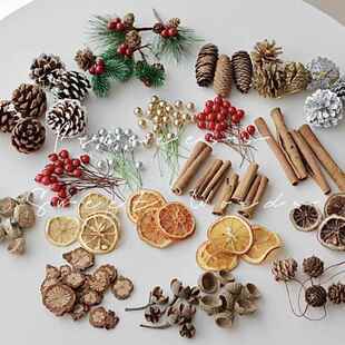 2024圣诞春节桂皮松果坚果果实松塔圣诞节圣诞树花环藤环diy材料