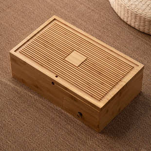 用茶便捷箱奢日式竹茶叶台轻茶盒托盘功能茶盘家用家收纳盒茶具多