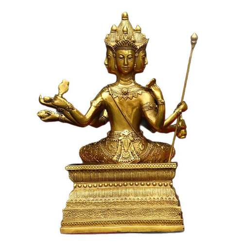 四面佛黄铜四面佛摆件黄铜像家居装饰工艺品