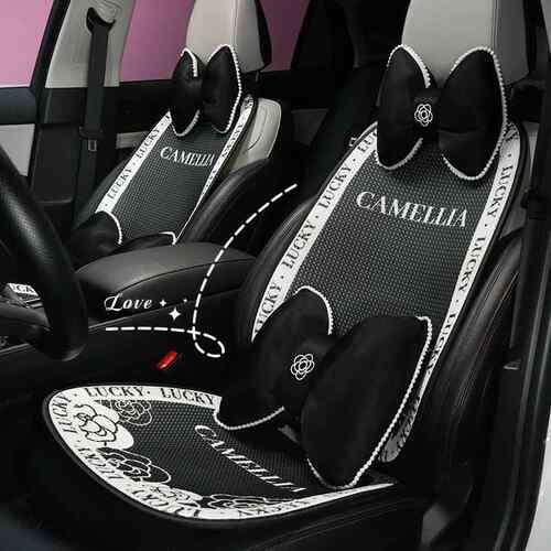 蜂窝幸运茶花汽车坐垫 简约冰丝舒适车载座椅垫 四季通用汽车座垫