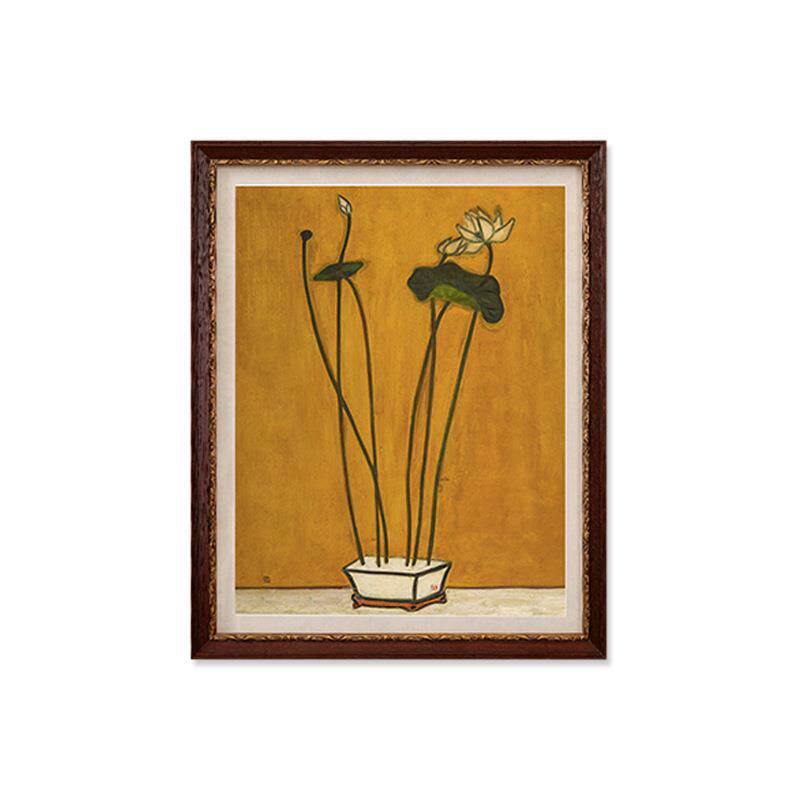 法式常玉荷花静物装饰画小众艺术高级感客餐厅房间摆件挂画壁画