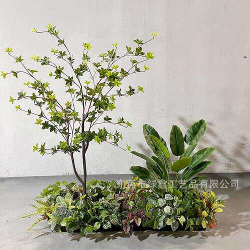 绿植花箱造景植物假花槽摆件商场隔断景观仿生花组合装饰景观装饰
