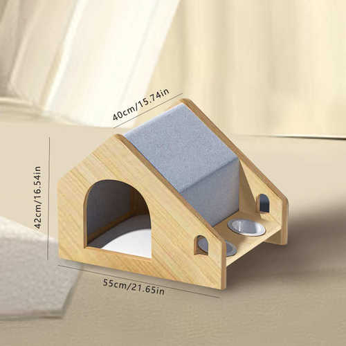 自带食盆猫窝四季通用半封闭式猫咪床屋别墅室内狗狗窝狗房子四季