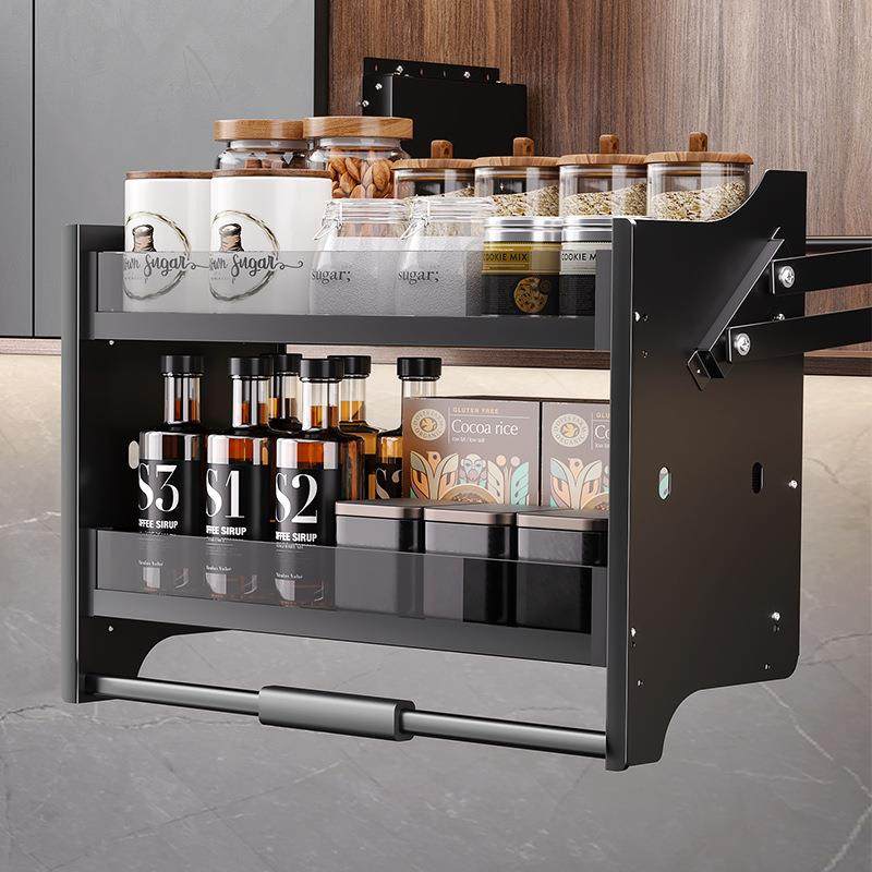 家用升降拉篮橱柜上下缓冲开门式调料调味篮下拉式新品厨房吊柜子