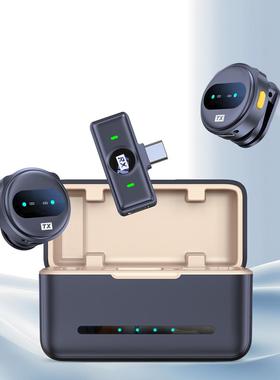 新款私模DX10领夹麦克风圆形纽扣磁吸带充电仓电池大容量降噪视频