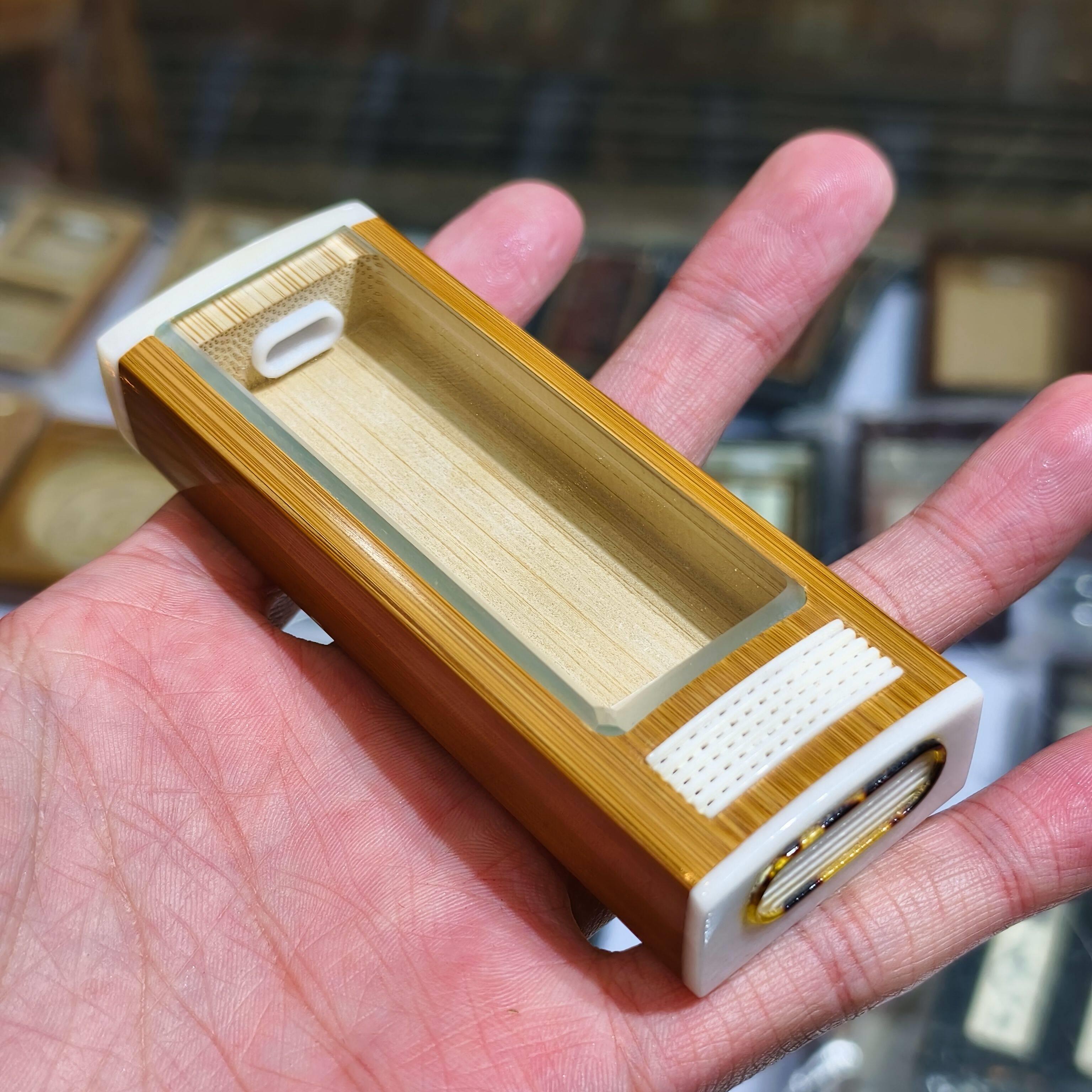 海派名家小顺制老竹一体整挖带音响黄蛉盒竹蛉鸣虫盒虫具镶嵌骨头