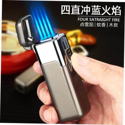 Metal Blue Flame Turbo Butane Gas Lighter Cigar Mens Gift