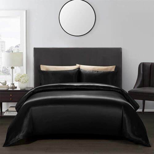 US Satin Silk White Duvet Cover Set Bedding Sets Queen/King