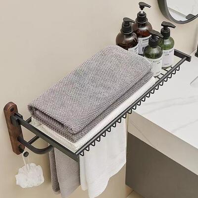 fml70514黑胡桃木毛巾架黑木头浴物架实室卫木生间浴巾架浴置室挂