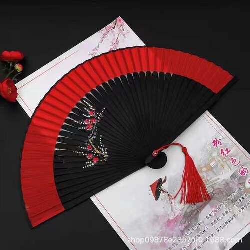 扇子古风汉服女旗袍走秀小折扇中国风跳舞蹈扇古典折叠古装扇子夏