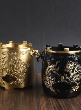 黄铜双龙戏珠碳炉香炉铜摆件工艺品家居客厅创意铜制品摆件蚊香炉