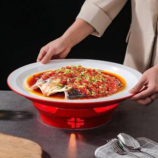特惠机械手炒鸡同款专用盘子红色剁椒鱼头盘干锅加热坛椒保温炉座