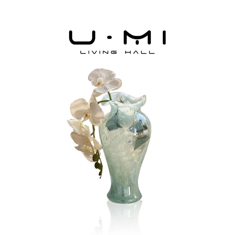 U Mi LIVING·婉约|花瓶透明玻璃复古花边插花器瓶摆件客厅装饰品
