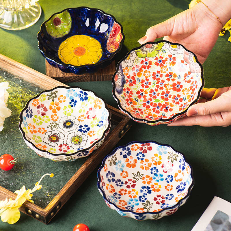 手绘陶瓷吐骨碟家用复古小碟子水果盘精致小菜碟调料蘸料碟小吃盘