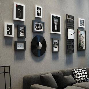 新款 饰画真钟表能 直销高分子_472_照片墙复古混搭组合相框简约装
