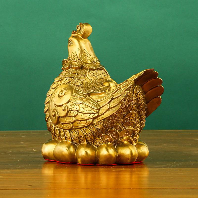 铜鸡摆件金鸡生肖鸡元宝鸡母鸡金钱鸡下蛋鸡铜器工艺品
