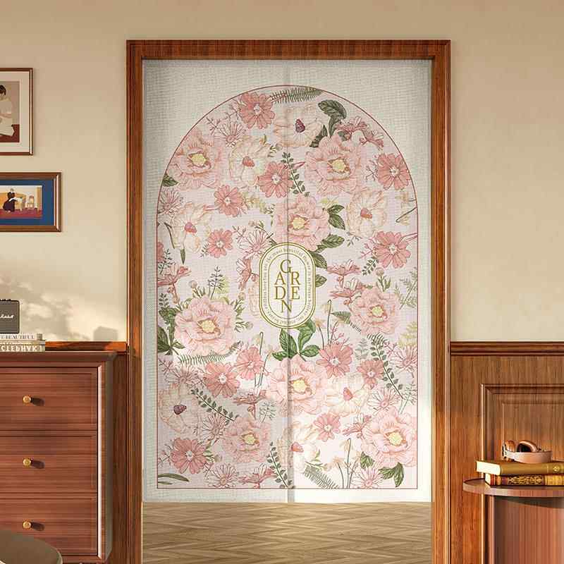 町芙缇 门帘布艺半帘挂帘防蚊装饰帘隔断帘卧室家用免打孔四季