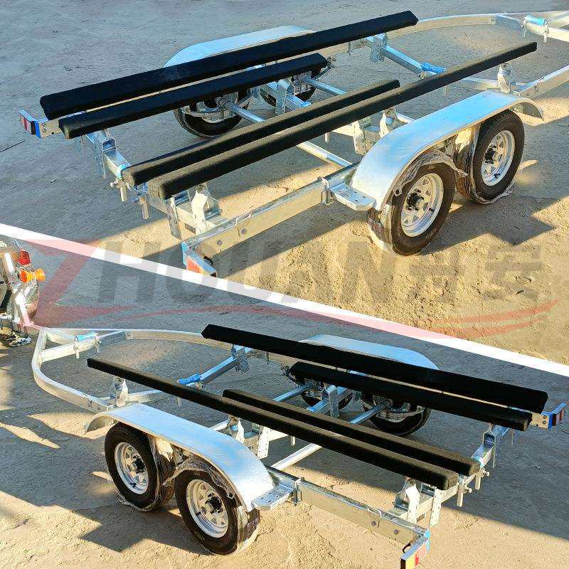 船用拖车生产快艇游艇船用拖架镀锌拖车黑色木板出口拖船架