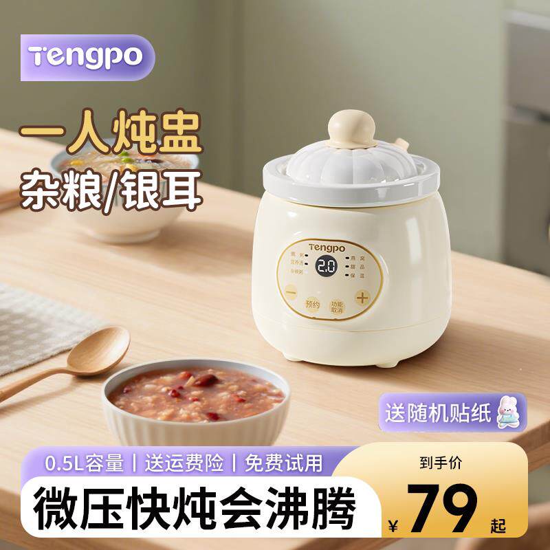 藤婆电炖锅微压一人食多功能小型迷你炖盅燕窝专用煮粥电饭锅煲汤