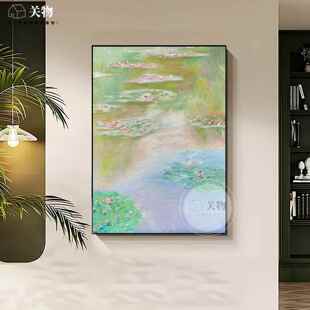 画印象派睡莲客厅手绘油00008dOf典欧式古卧玄关沙发背景墙装饰画