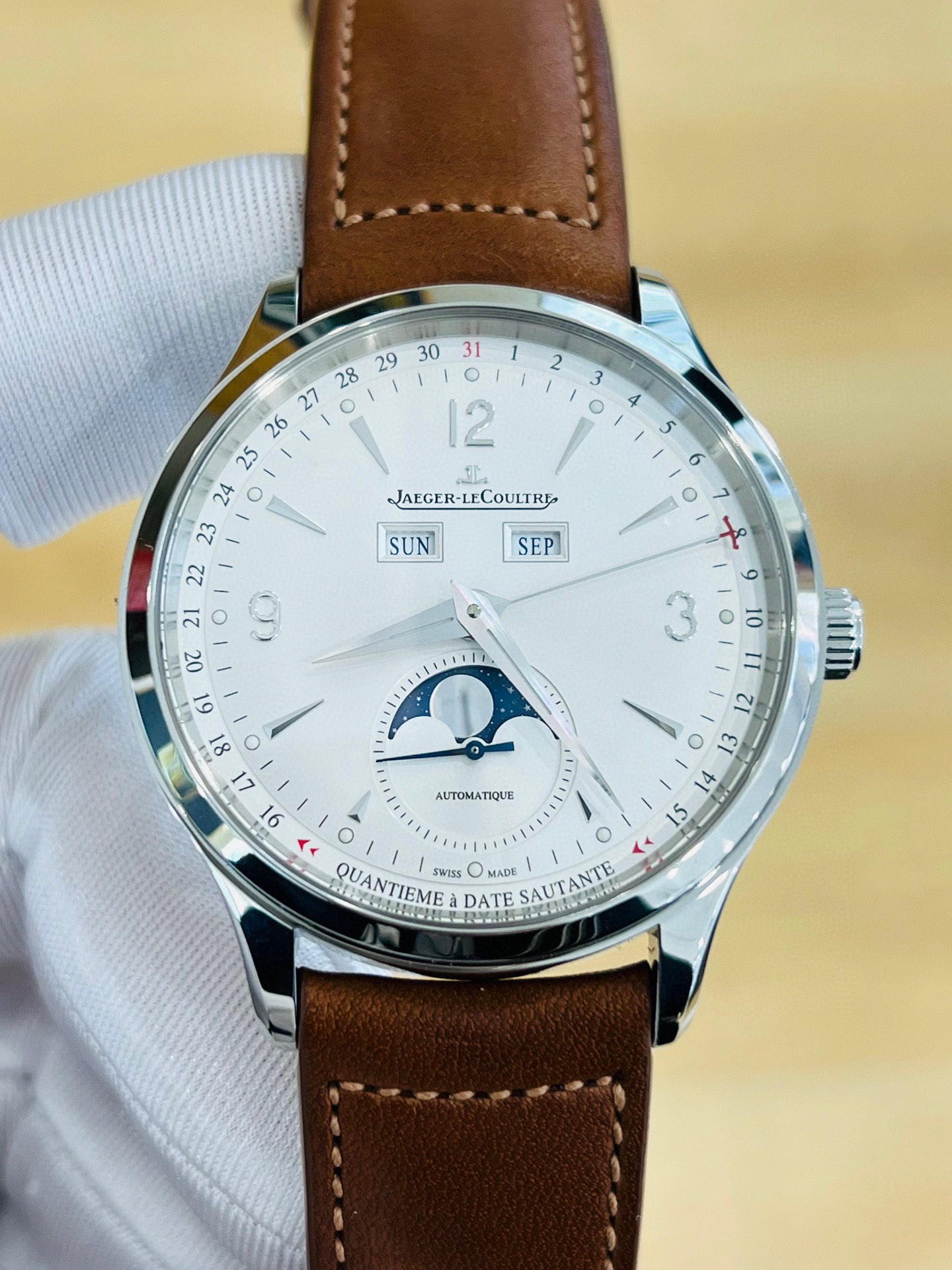 全套[9.8新]新款积家大师手表月相三历自动机械男款 手表4148420