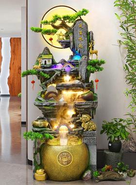 大型落地假山流水摆件循环水景观客厅公司招财风水轮高山喷泉装饰