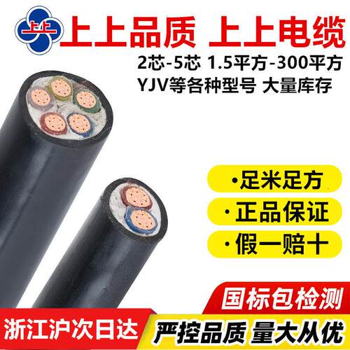 上上电缆国标纯铜YJV2 3 4 5芯10 16 25 35 50平方户外充电桩电线