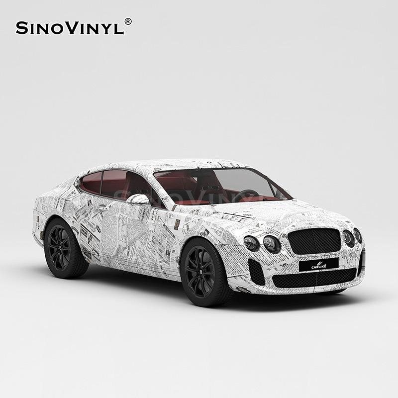 卡莱克纹理系列汽车改色膜豹纹粉车身贴双拼彩绘渐变全车改色