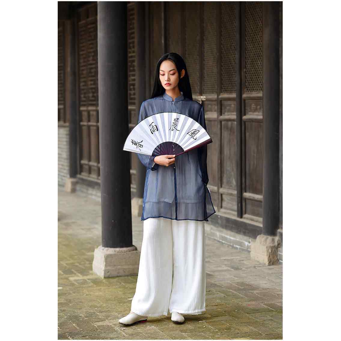 正品新表款中国风太极服女飘逸上衣晨风真丝棉麻双层 极太拳武术