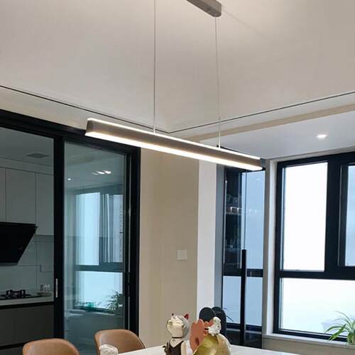 轻奢现简led一字餐厅吊灯极简意式灯风餐桌吧台长条灯代XL-D0253