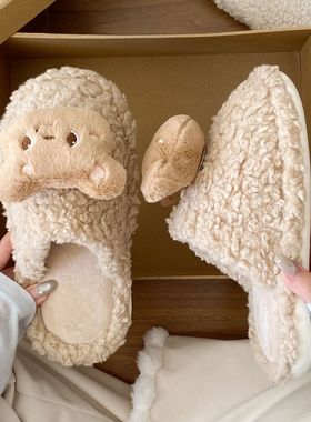 2025新款布偶小熊棉拖鞋女秋冬外穿软底舒适防滑居家毛绒绒拖鞋