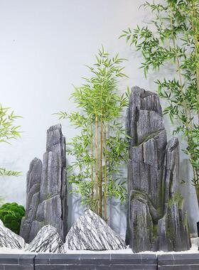 摆件仿真泰山石头斧劈石庭院玻璃钢园林雪浪石假山景观石太湖石