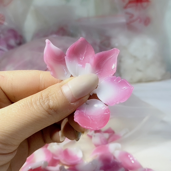 发簪老料器花瓣福利白粉剪口荷花20片F-18