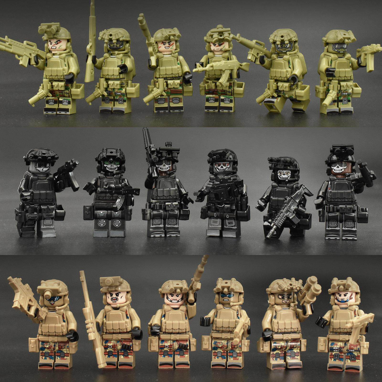 某高幽灵特警人仔军事特种兵积木悍马车士兵警察小人男孩拼装玩具