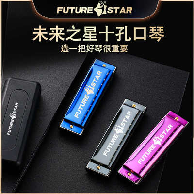 未来星多色可选10孔口琴C调布鲁斯口琴初学演奏十孔口琴Harmonica