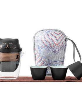 便携式旅行茶具小套装简易功夫泡茶壶茶杯户外随身快客杯一壶三杯